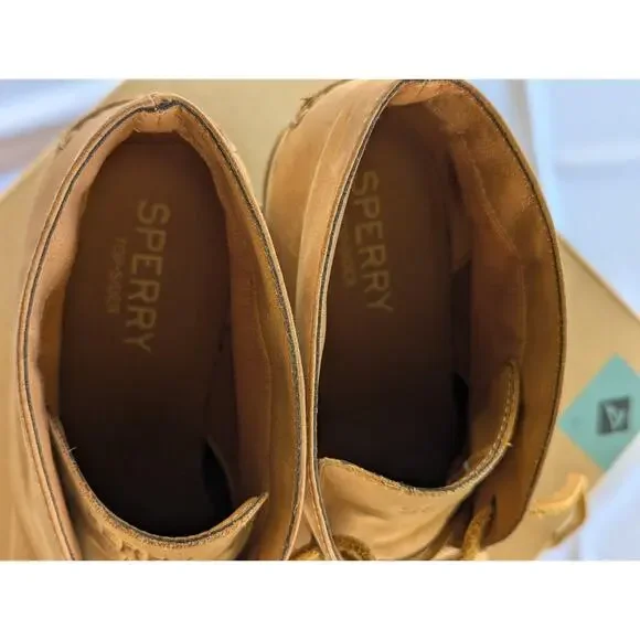 Sperry Ankle Boots Size 8.5M Women Celeste Prow Tan Lace Up Wedge - Picture 8 of 9